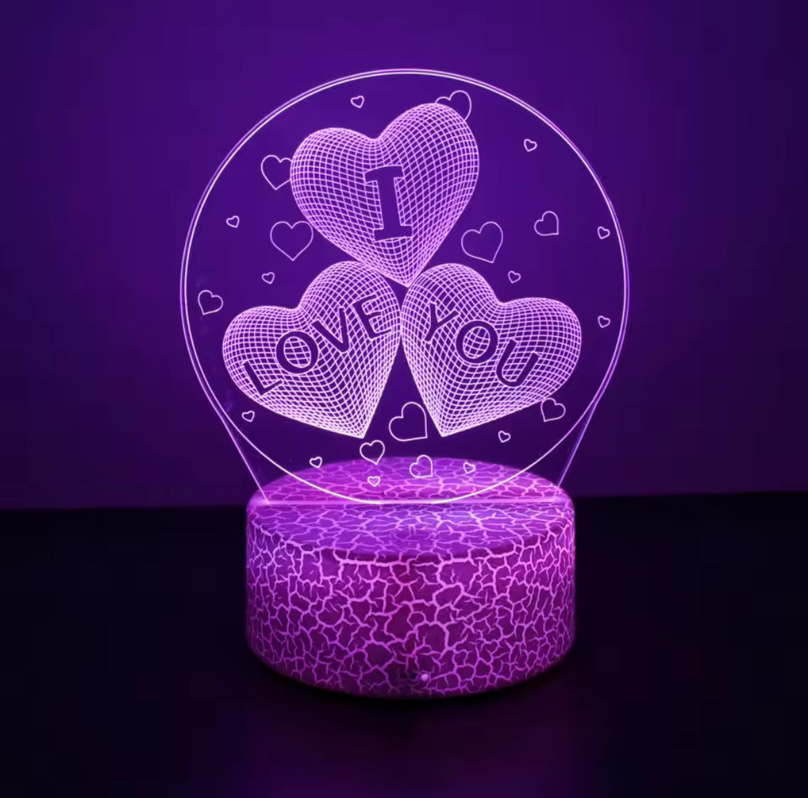 Veilleuse 3D I Love You Cœurs – Message Amour Lumineux