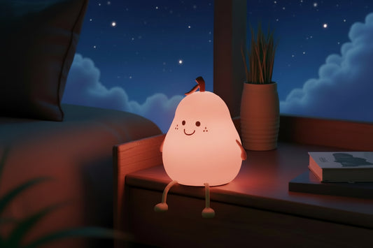 Veilleuse Poire LED en Silicone – 7 Couleurs Tactile – Lumière Douce