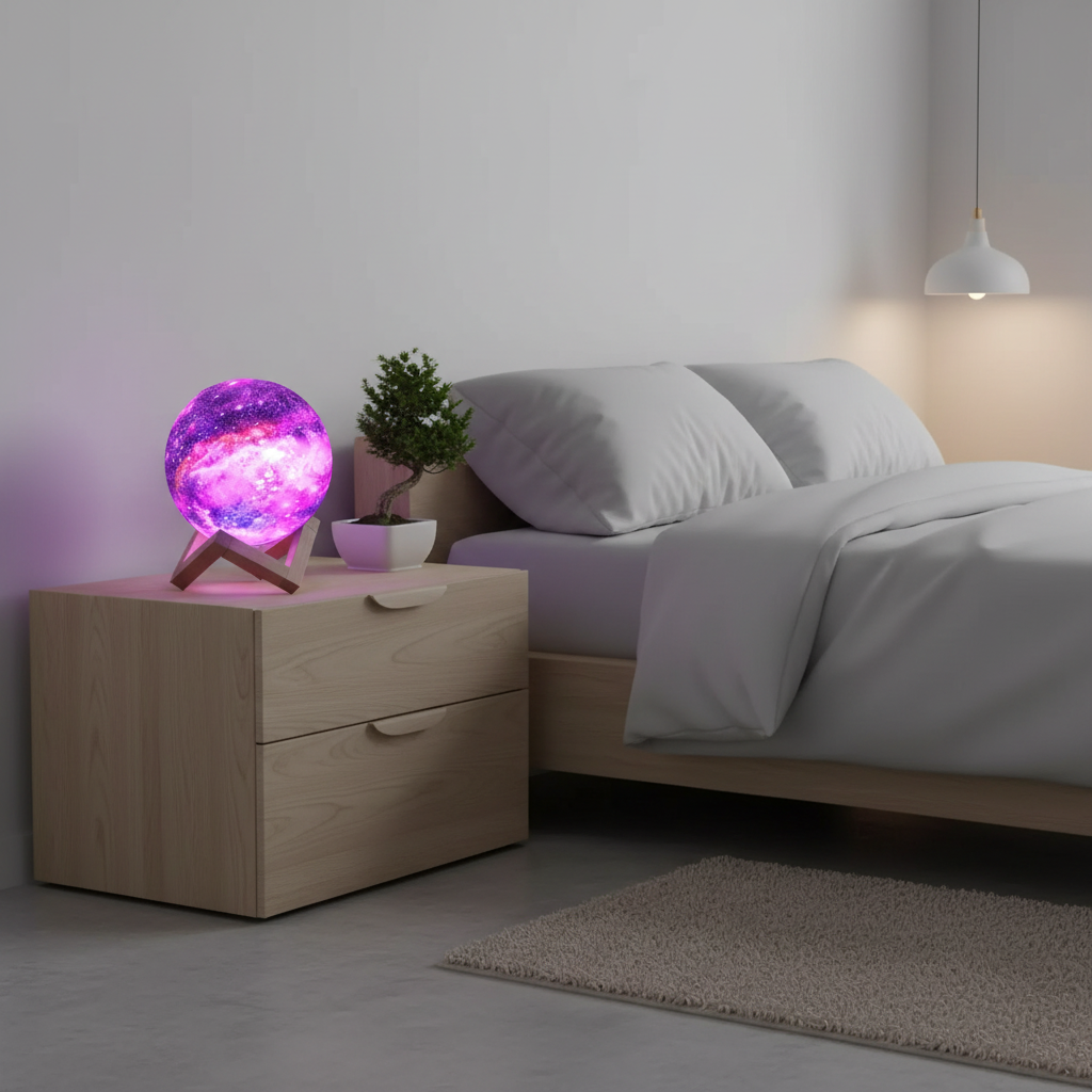 Veilleuse Lune 3D Galaxy – 16 Couleurs Tactile – Ambiance Féerique