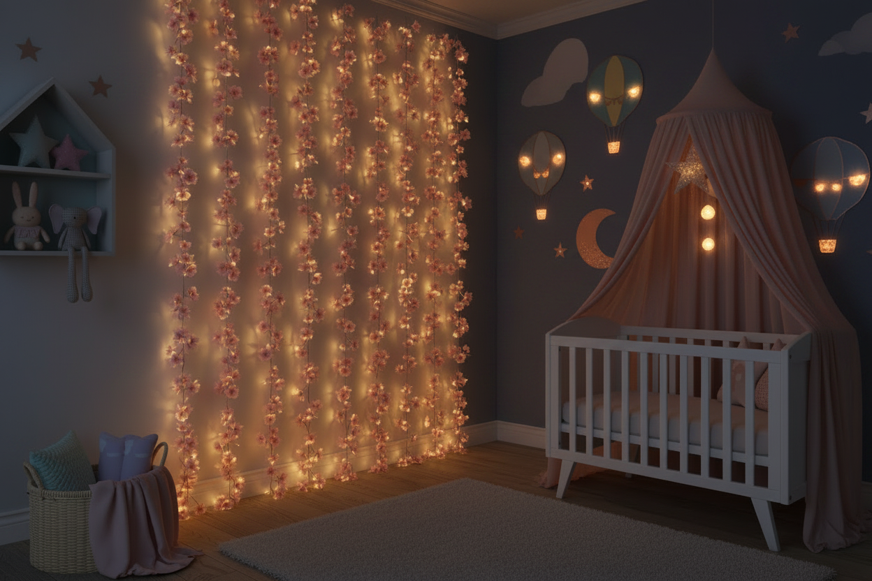 Guirlande Cerisier LED Rose 180cm – Déco Féerique