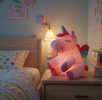 Peluche Veilleuse Licorne LED – Lumière Douce et Réconfortante