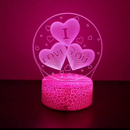 Veilleuse 3D I Love You Cœurs – Message Amour Lumineux