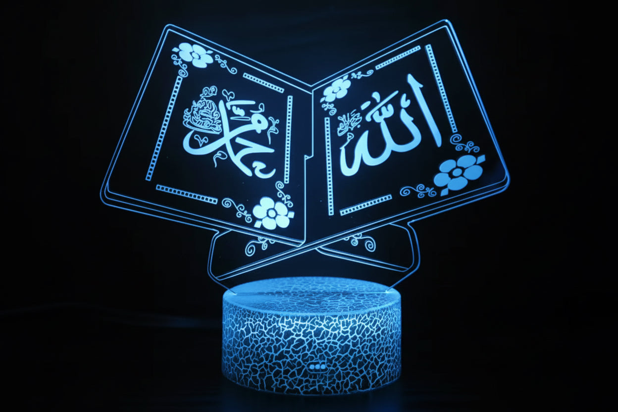 Lampe Veilleuse Coranique LED – Livre Sacré Lumineux