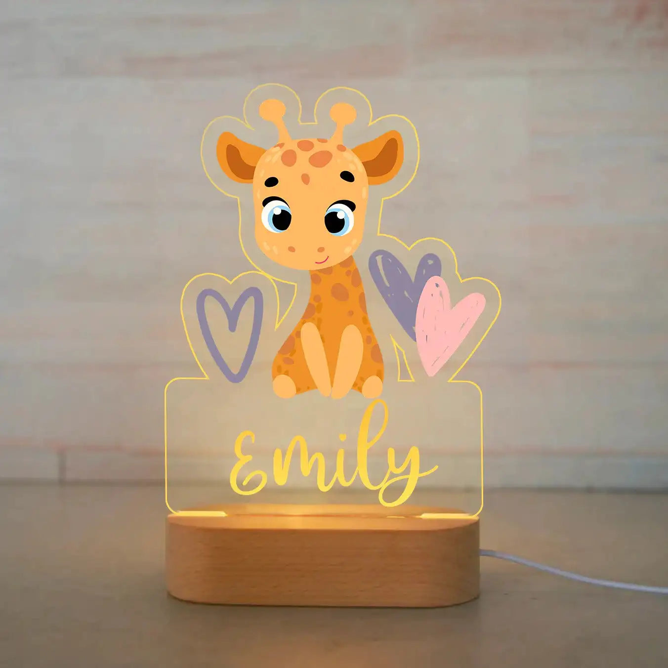 Veilleuse Enfant Personnalisée avec Prénom – LED Animaux – Cadeau Bébé