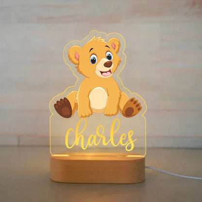 Veilleuse Enfant Personnalisée avec Prénom – LED Animaux – Cadeau Unique