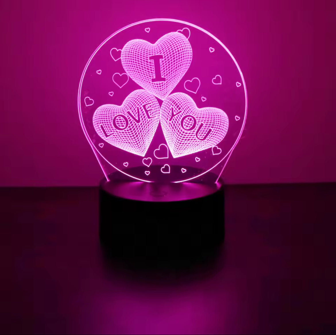 Veilleuse 3D I Love You Cœurs – Message Amour Lumineux
