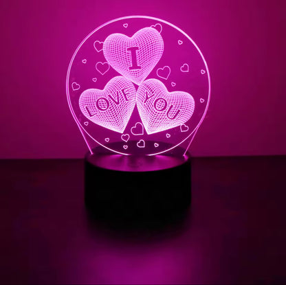 Veilleuse 3D I Love You Cœurs – Message Amour Lumineux