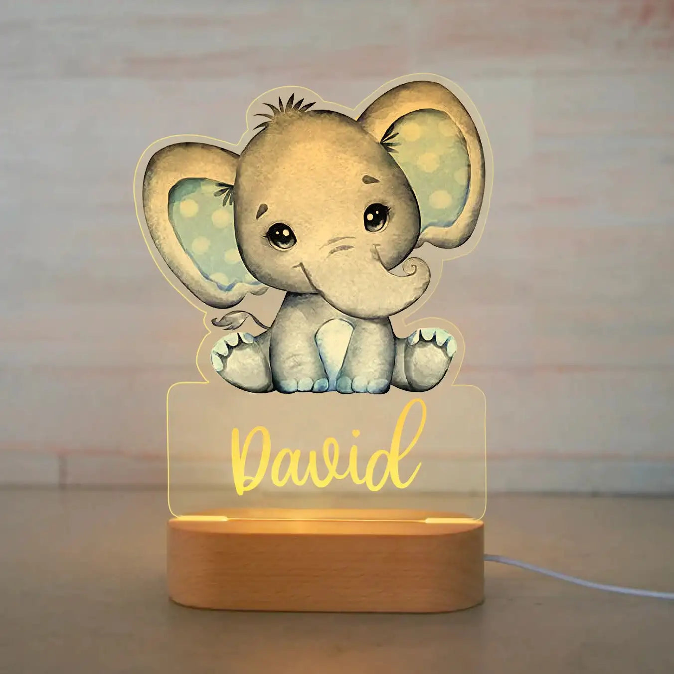 Veilleuse Enfant Personnalisée avec Prénom – LED Animaux – Cadeau Bébé