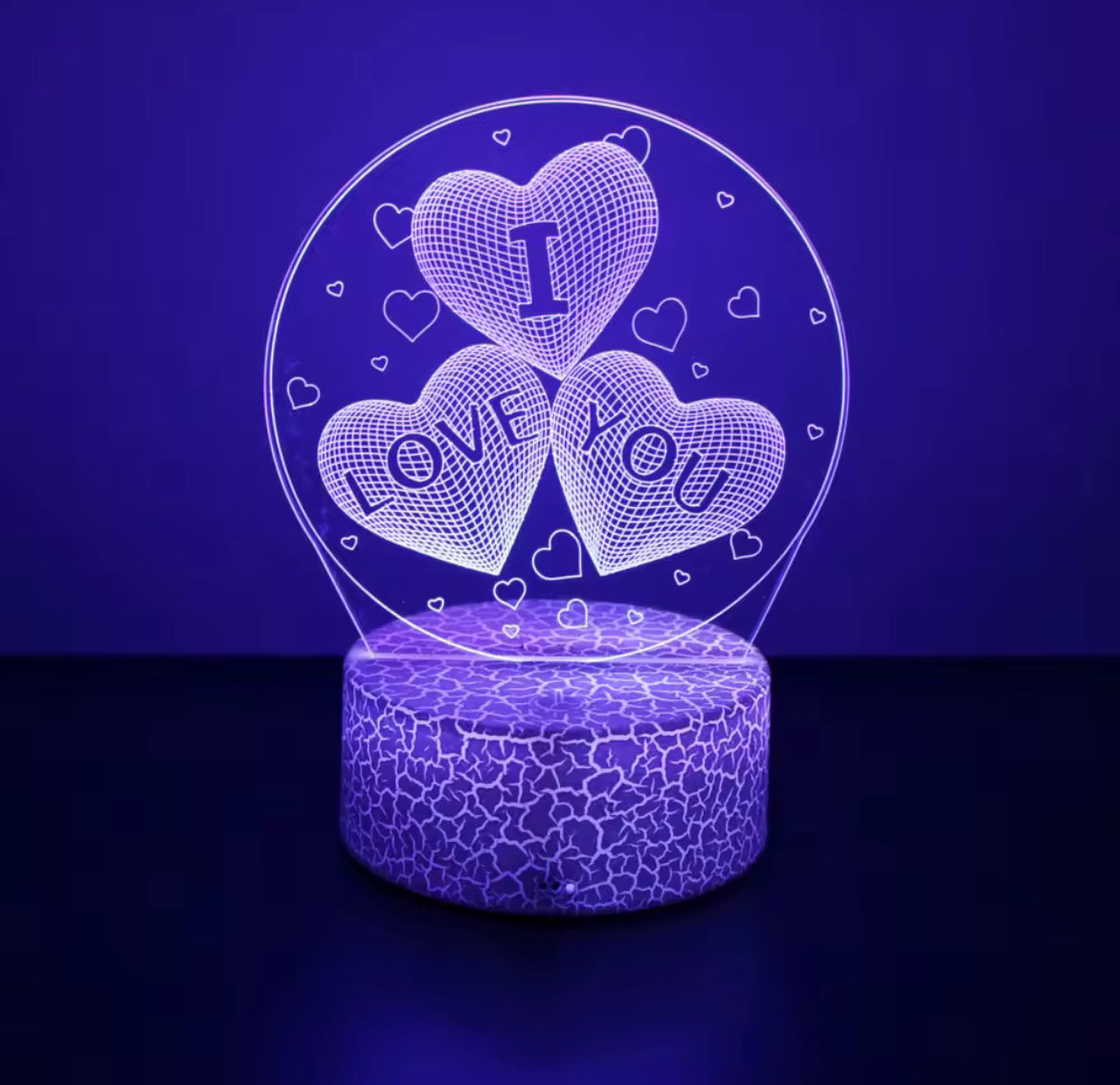 Veilleuse 3D I Love You Cœurs – Message Amour Lumineux