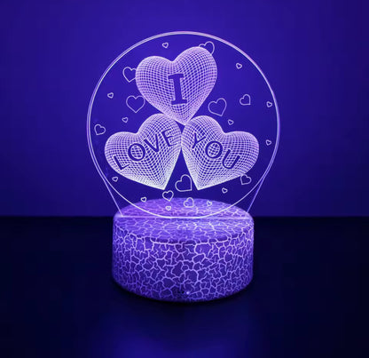Veilleuse 3D I Love You Cœurs – Message Amour Lumineux