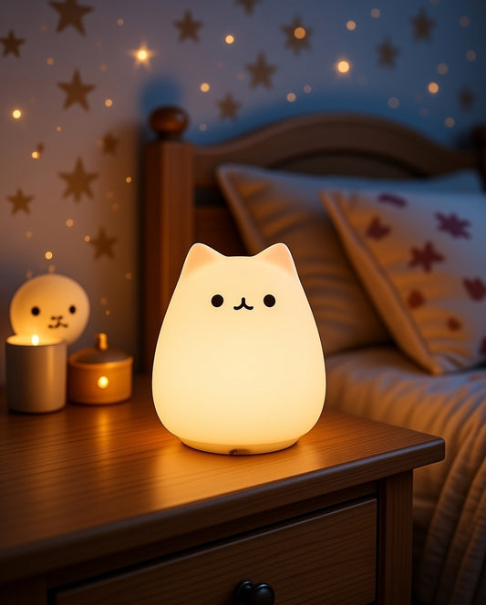 Veilleuse Chat LED en Silicone – 7 Couleurs Tactile – Compagnon Doux