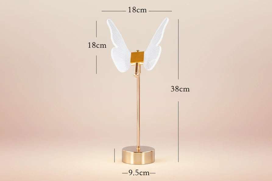 Lampe LED Papillon Dorée Acrylique – Art Déco Élégant
