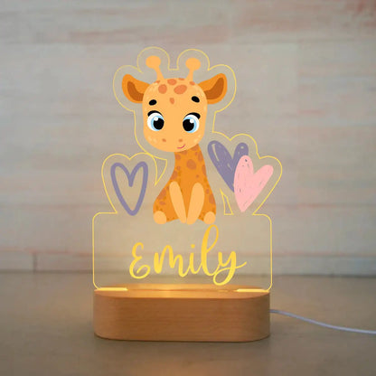 Veilleuse Enfant Personnalisée avec Prénom – LED Animaux – Cadeau Unique
