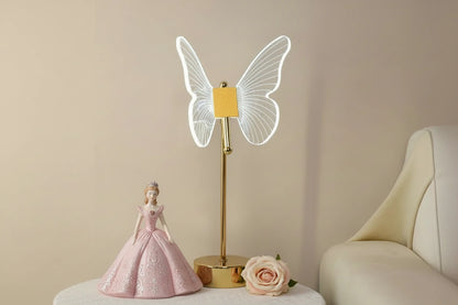 Lampe LED Papillon Dorée Acrylique – Art Déco Élégant
