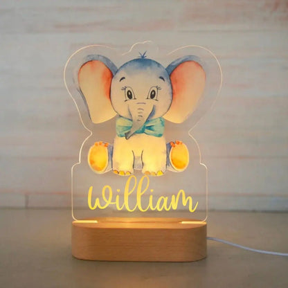 Veilleuse Enfant Personnalisée avec Prénom – LED Animaux – Cadeau Unique