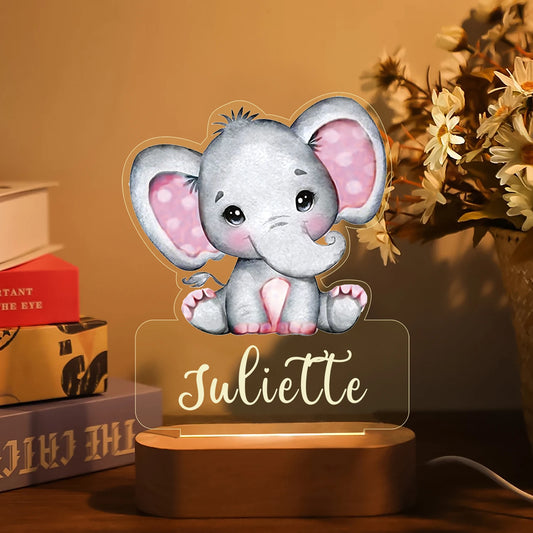 Veilleuse Enfant Personnalisée avec Prénom – LED Animaux – Cadeau Bébé