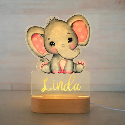 Veilleuse Enfant Personnalisée avec Prénom – LED Animaux – Cadeau Unique