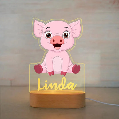 Veilleuse Enfant Personnalisée avec Prénom – LED Animaux – Cadeau Unique