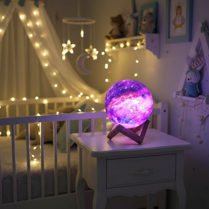 Veilleuse Lune 3D Galaxy – 16 Couleurs Tactile – Ambiance Féerique