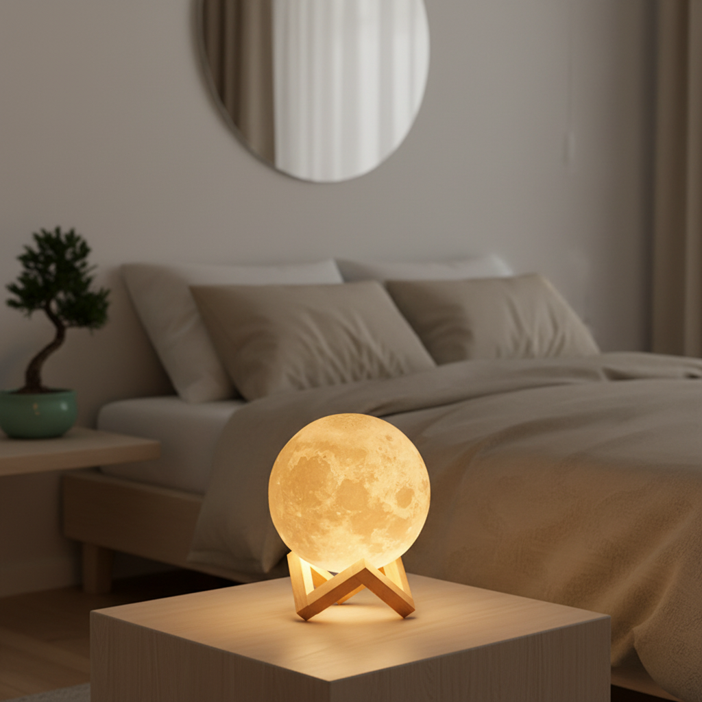 Veilleuse Lune 3D Galaxy – 16 Couleurs Tactile – Ambiance Féerique