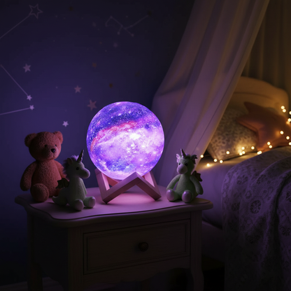 Veilleuse Lune 3D Galaxy – 16 Couleurs Tactile – Ambiance Féerique