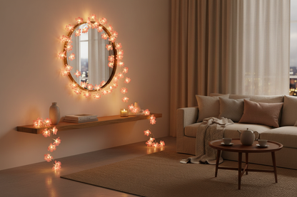 Guirlande lumière douce salon