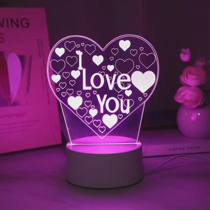 Lampe Cœur I LOVE YOU 3D – Cadeau Amour Lumineux